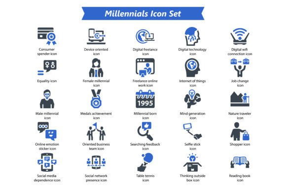 Millennials Icon Set: A Versatile Design Resource for Modern Projects