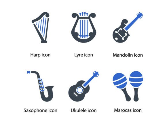 Musical Instrument Icon Set 3: Elevate Your Design Projects with Elegant Glyphs