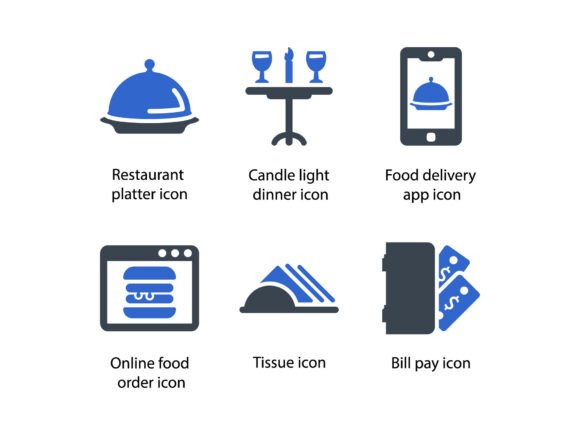 Restaurant Icon Set 4: A Modern Design Essential for Creative and Business Professionals