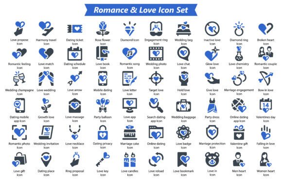 Romance and Love Icon Set
