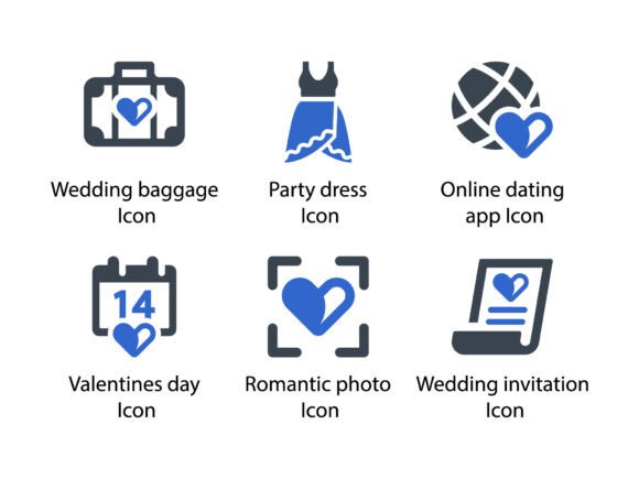 Romance and Love Icon Set 7: A Versatile Design Resource for Every Project