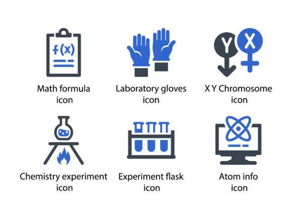 Science Experiments Blue Icon Set 4
