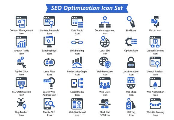 Seo Optimization Icon Set for Creative Projects